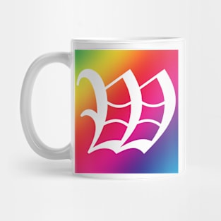 Rainbow White Letter W Mug